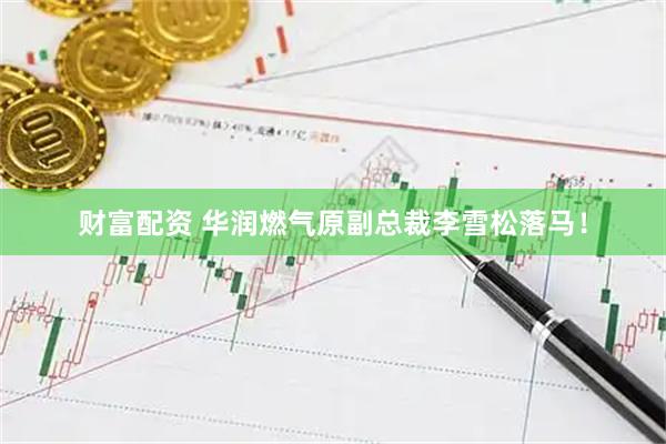 财富配资 华润燃气原副总裁李雪松落马！